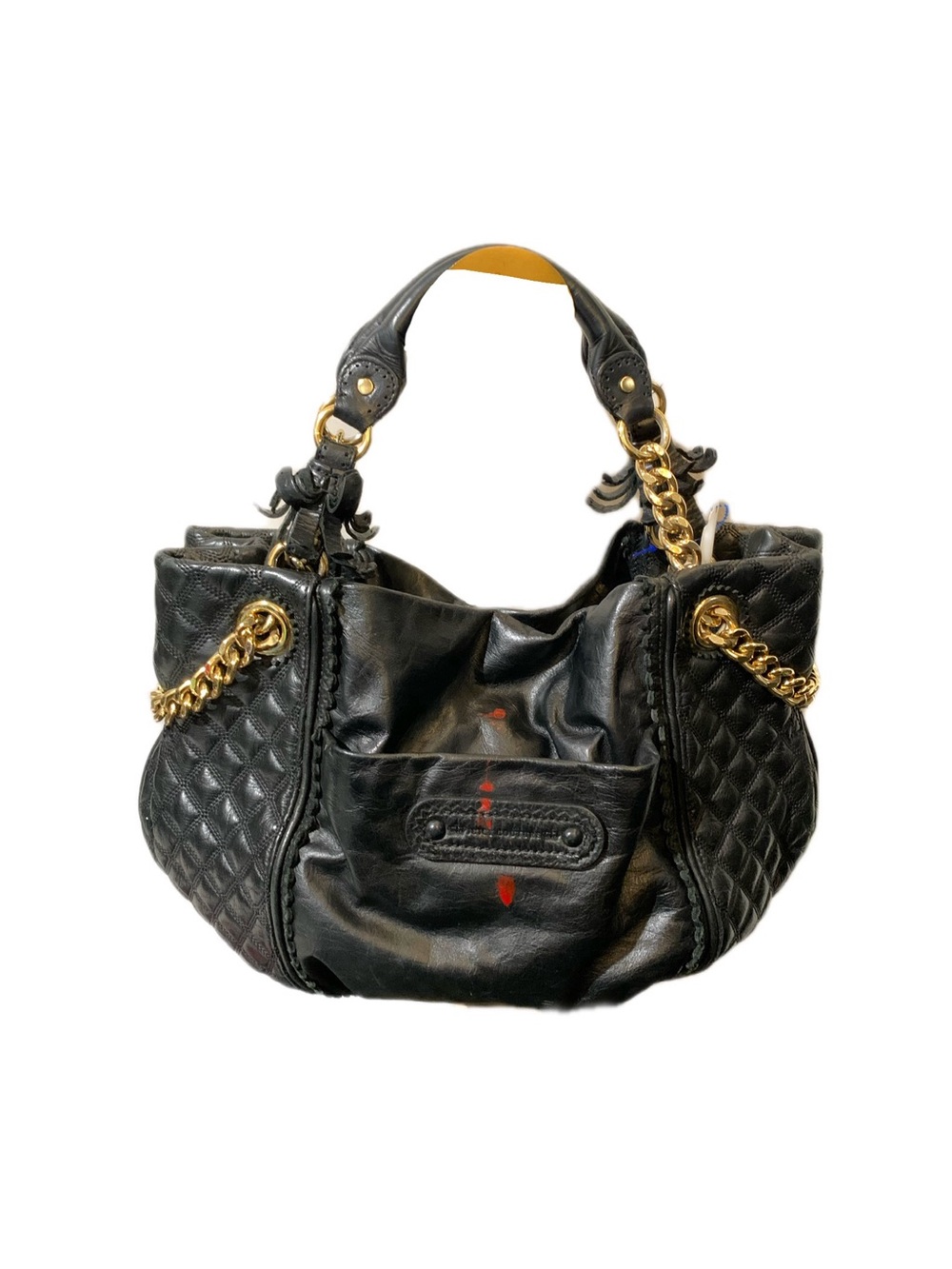 Y2K Juicy Couture  Women's Black Leather Brogue-Style Duchess Tote